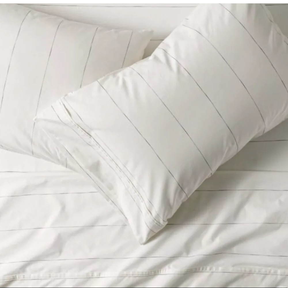 New Hearth & Hand 2Pk King Pillowcase Organic Cotton Percale Sour Cream/Gray